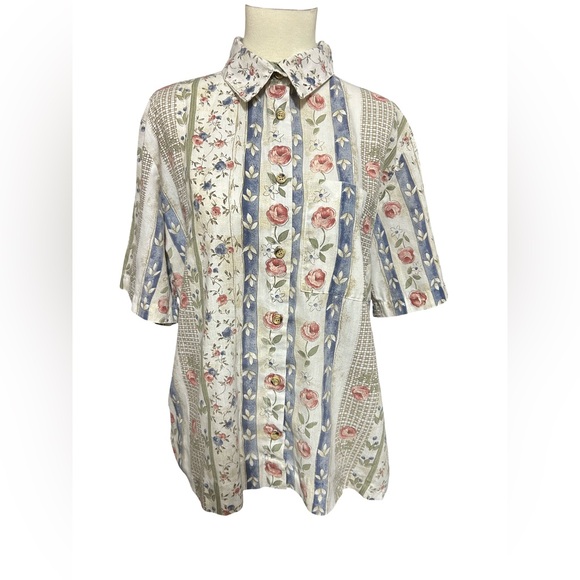 Floral Striped Button Down Shirt - Picture 1 of 3